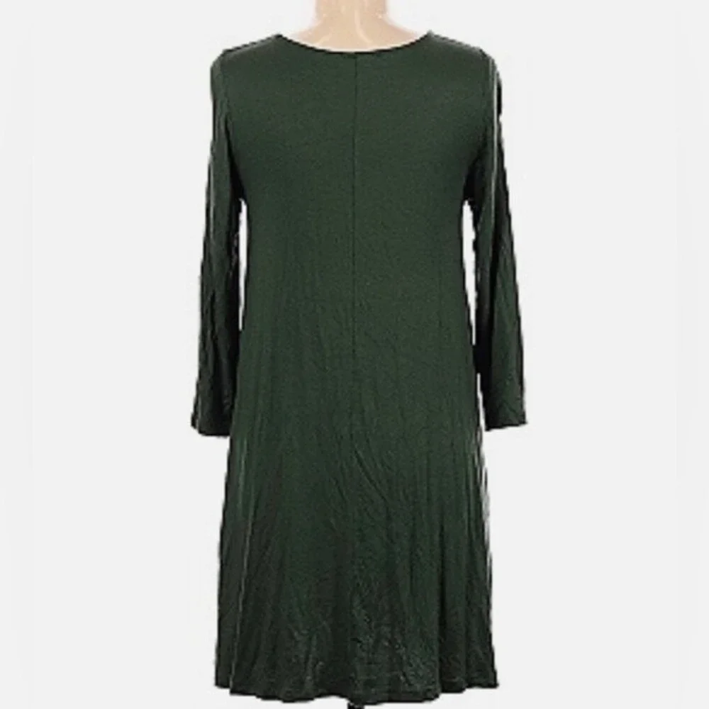 PIKO long sleeve olive green soft bamboo blend swing dress size medium - Picture 4 of 6